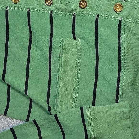 Y2k Vintage Juicy Couture Button Up Tshirt Cardigan Green & Navy Striped SZ:M - Picture 8 of 11